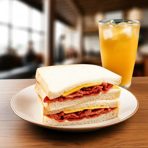 我午餐吃了一个培根三明治。