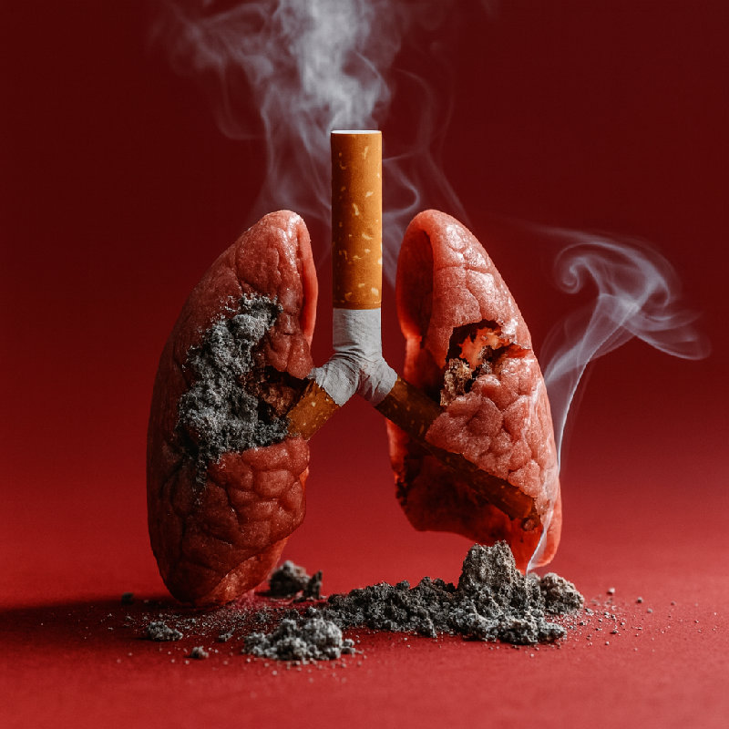 吸烟对肺有害。