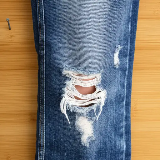 我的牛仔裤被钉子刮破了。