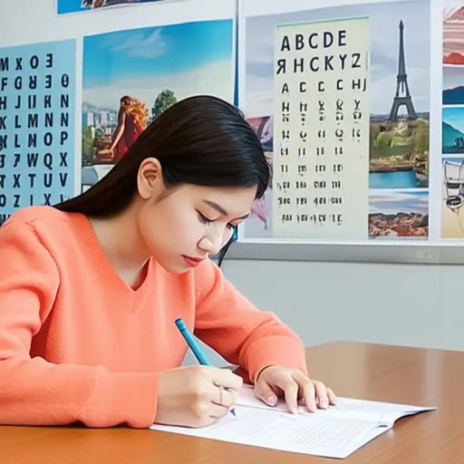 她报名参加了一门为期三个月的法语课程。