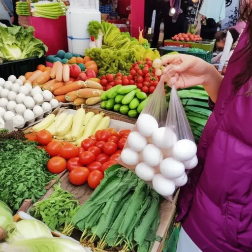 她在市场买了一打鸡蛋。