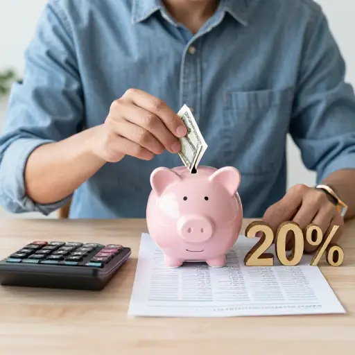 个人理财的一个好用经验法则是每月至少存下收入的20%。