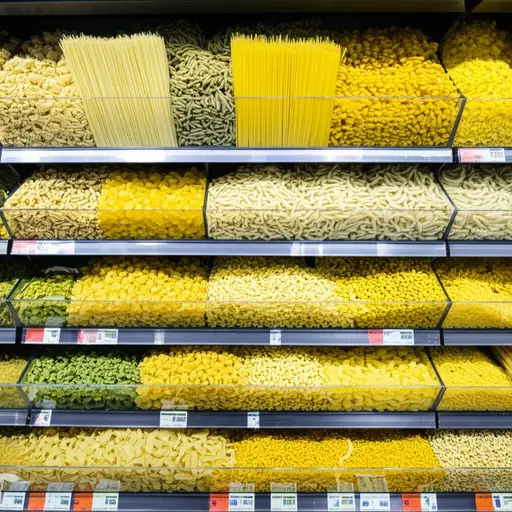 超市里有很多种意大利面。