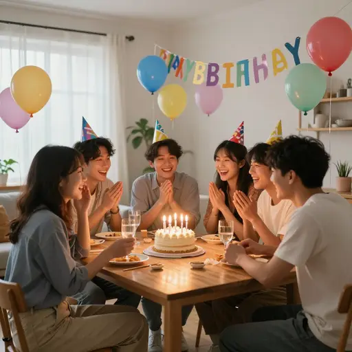 我在家里办生日派对时我十九岁了。