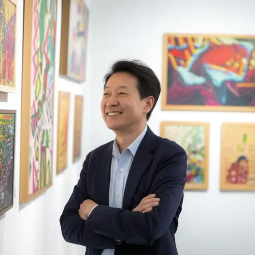 我叔叔是一位热心的现代艺术收藏家。