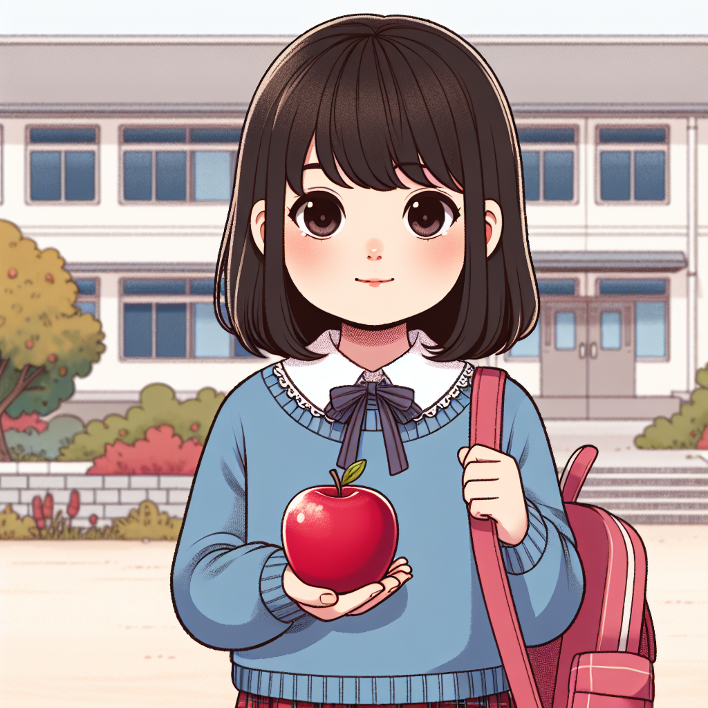 她有一个苹果。