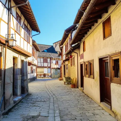 这是一个迷人的小镇，有老房子和狭窄的街道。
