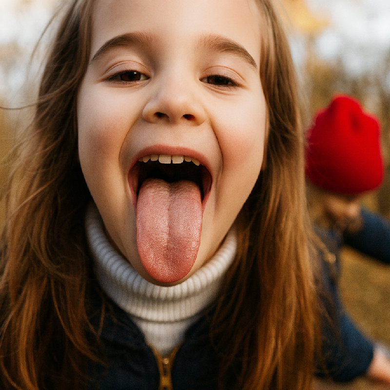 她冲我吐了吐舌头。