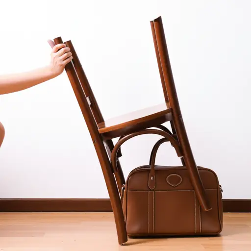 你能把椅子抬起来一点吗？我的包被压在下面了。