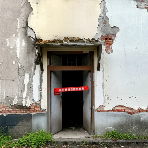 那栋建筑不安全，所以他们贴了一个牌子写着“危险 - 请勿进入”。