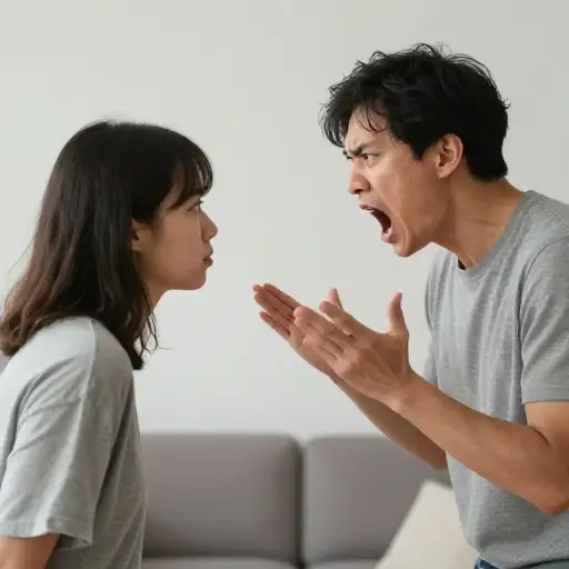 在争论中有人提高嗓门（大声怒斥）会让人感到不安。
