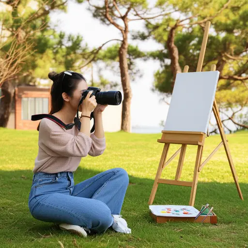 她喜欢摄影、绘画，诸如此类的爱好。