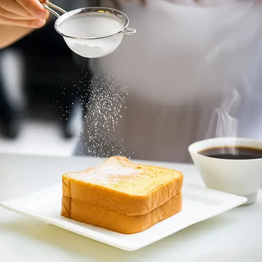 科里在她法式吐司上撒了一些糖粉。