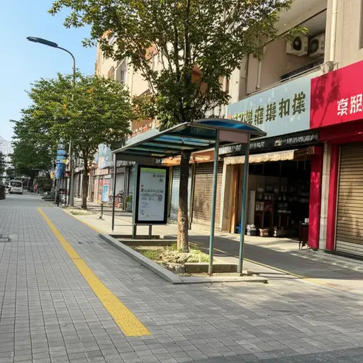 车站就在商店旁边。