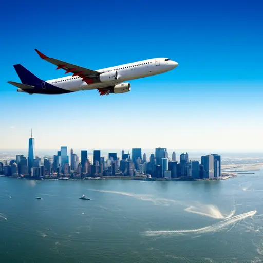 我们乘喷气式飞机飞往纽约。