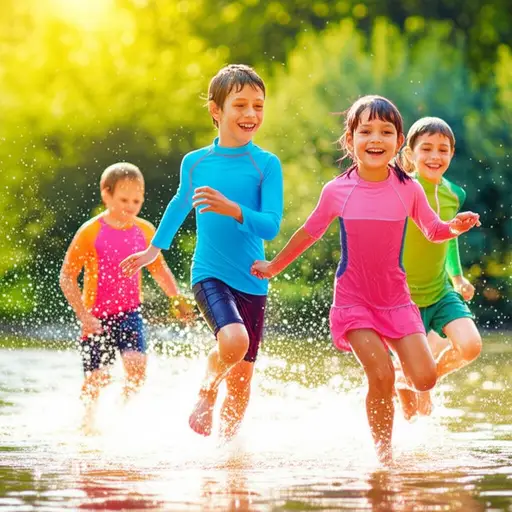 孩子们喜欢在夏天玩水。