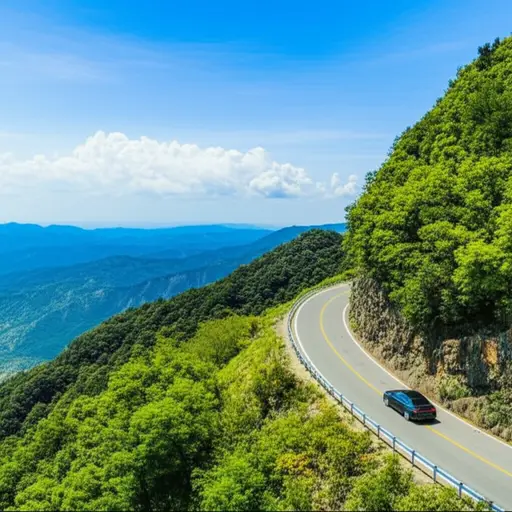到山里的车程风景非常优美。