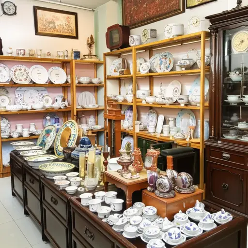 我们昨天参观了一家古董店。