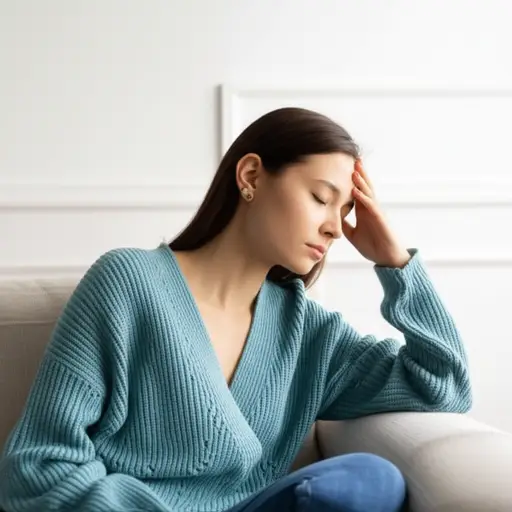 我以为她生气了，但其实她只是累了。