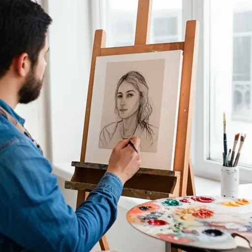 艺术家手绘了这幅肖像。