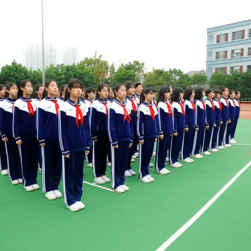 学生们被要求站成笔直的行列。