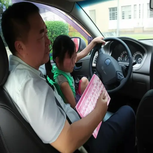 我爸爸总是开车送我们去学校。