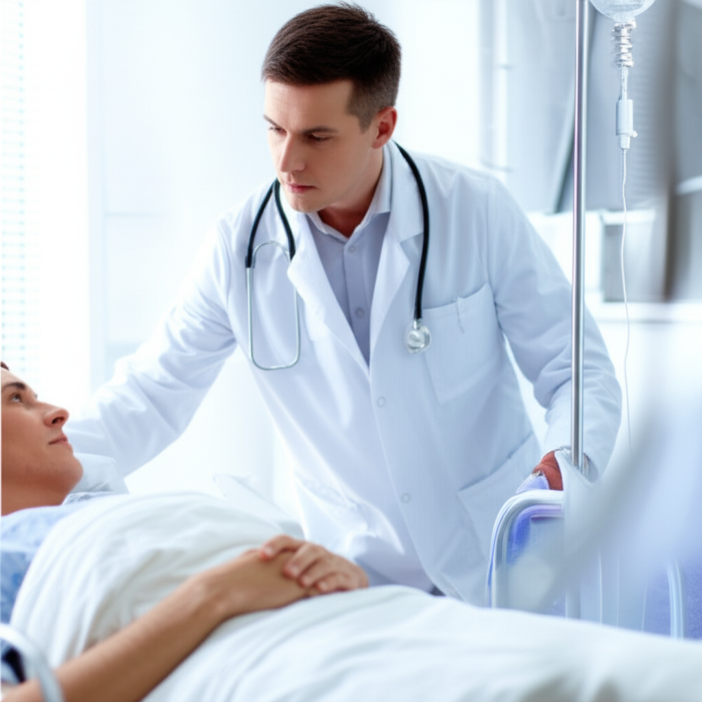 医生正在检查病人。