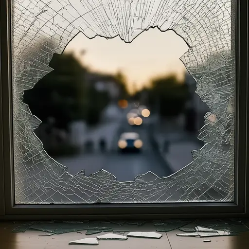 有一天，我回家发现窗户被砸碎了。