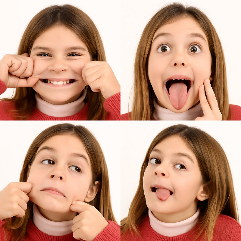 她喜欢在照片中做鬼脸。