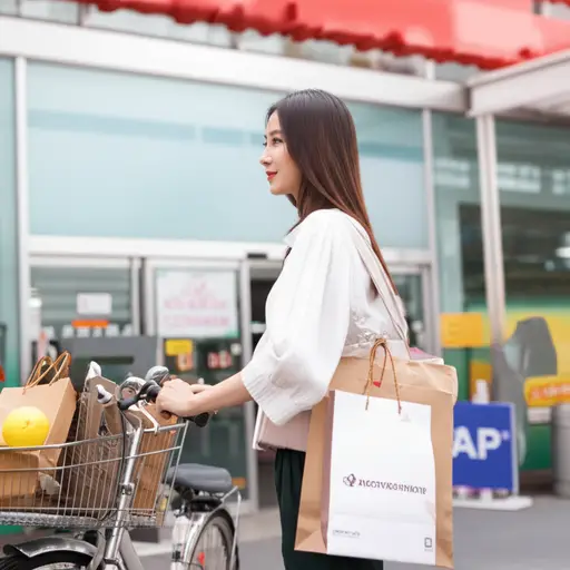 她更喜欢骑自行车而不是开车去超市。