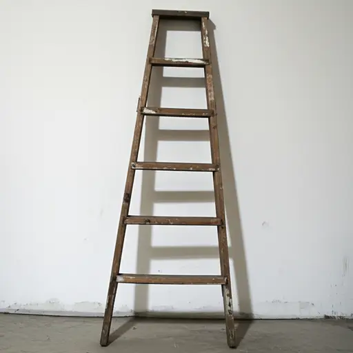 那把旧梯子看起来不太安全。