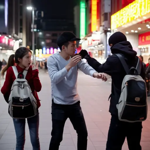 昨晚在市中心有两名游客被抢。