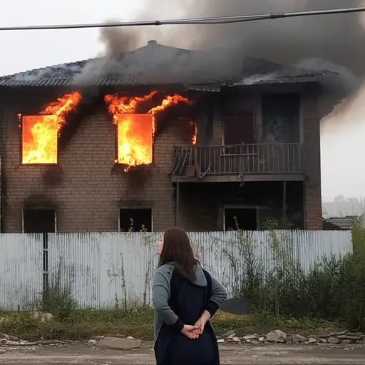 她能听到从燃烧的建筑里传来的呼救声。