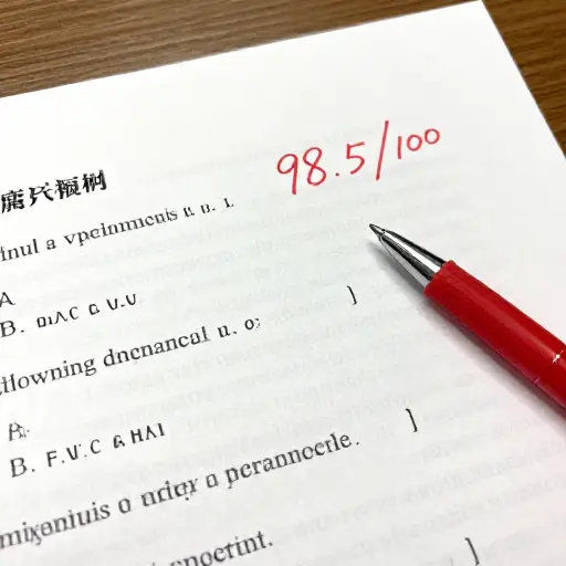 她的分数是一百分中的九十八点五分。