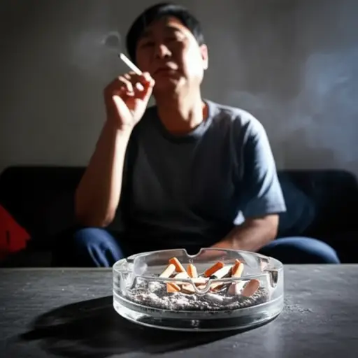 他多年来一直抽烟很凶。