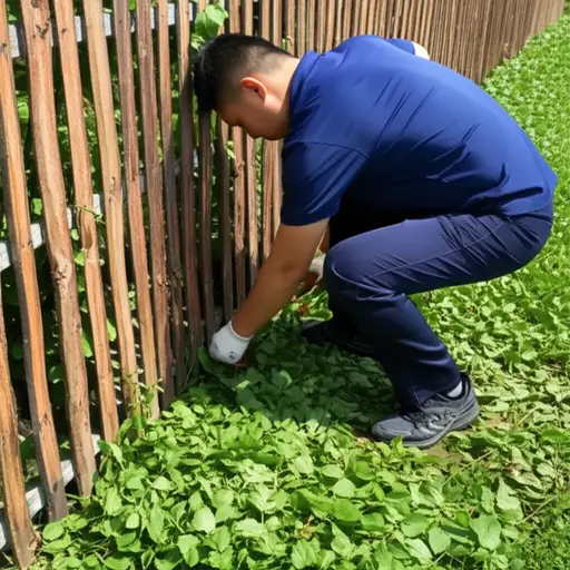 园丁把篱笆旁所有的杂草都拔掉了。