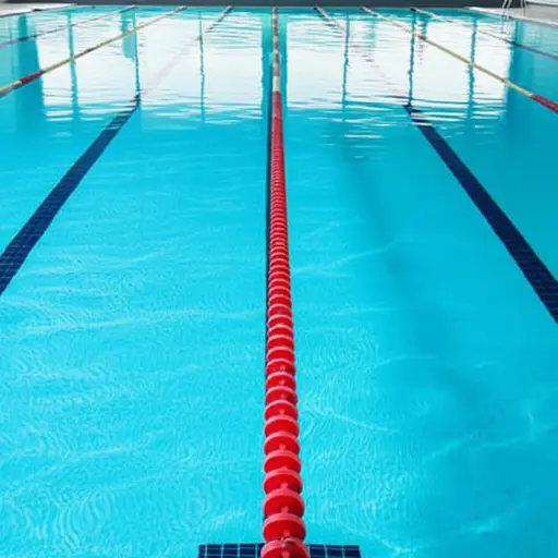 游泳池的深水区有标记。