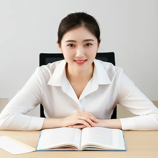 她从书上抬起头来，对我微笑。