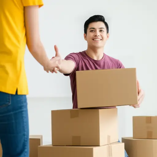 我主动提出帮他们搬那些沉重的箱子。