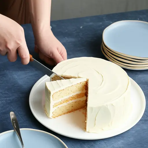 你能把蛋糕切好放在盘子上吗？