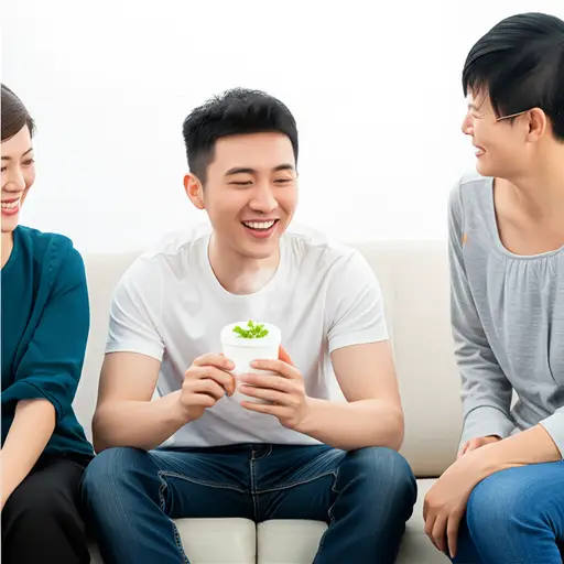 他一边和父母聊天，一边喝着带有新鲜草药和花香的温牛奶。