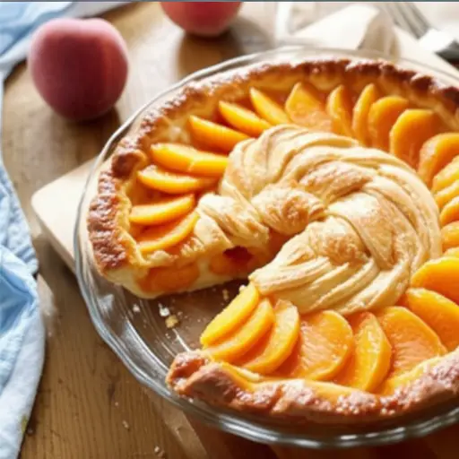 她为家人烤了一个美味的桃子派。