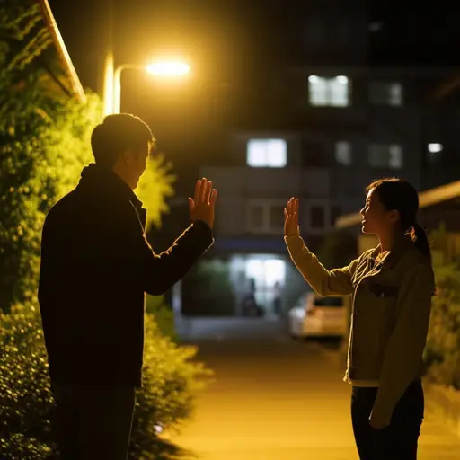 “谢谢你送我回家。”“不客气。”