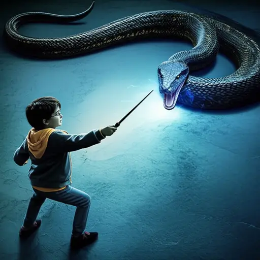 哈利·波特与巨蛇搏斗并获胜。