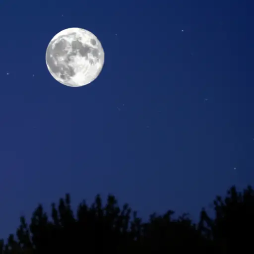 月亮在夜空中看起来是圆的。