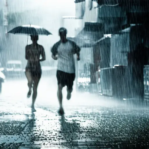 雨下得很大，我们得快点跑回家。