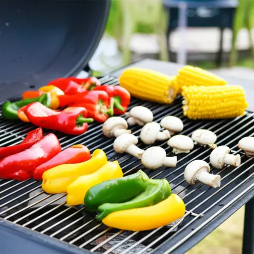 把蔬菜放在烧烤架上。