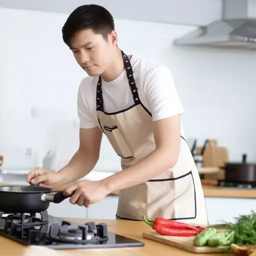 他第一次设法自己做了晚饭。