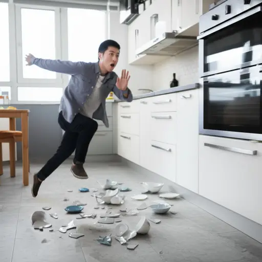 我听到一声巨响，赶紧跑进厨房。