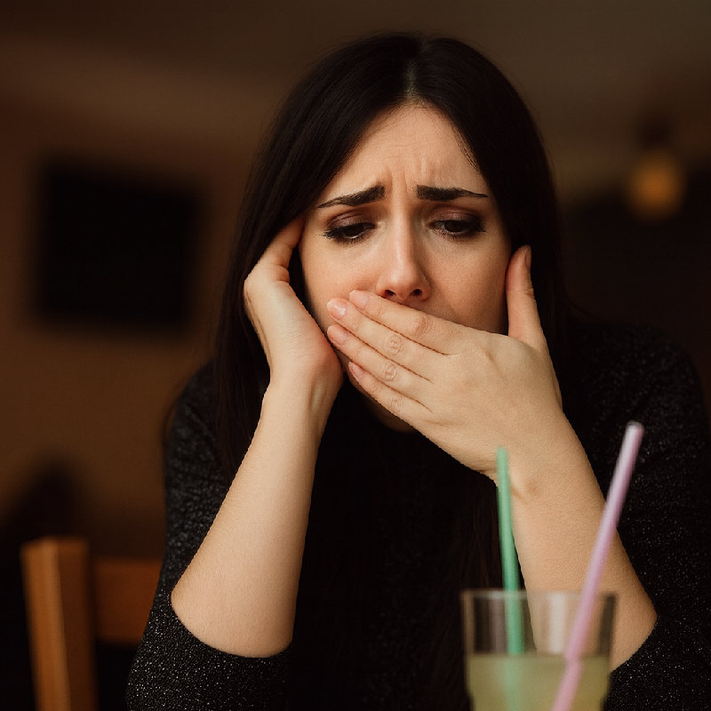 我吃得太快导致打嗝了。